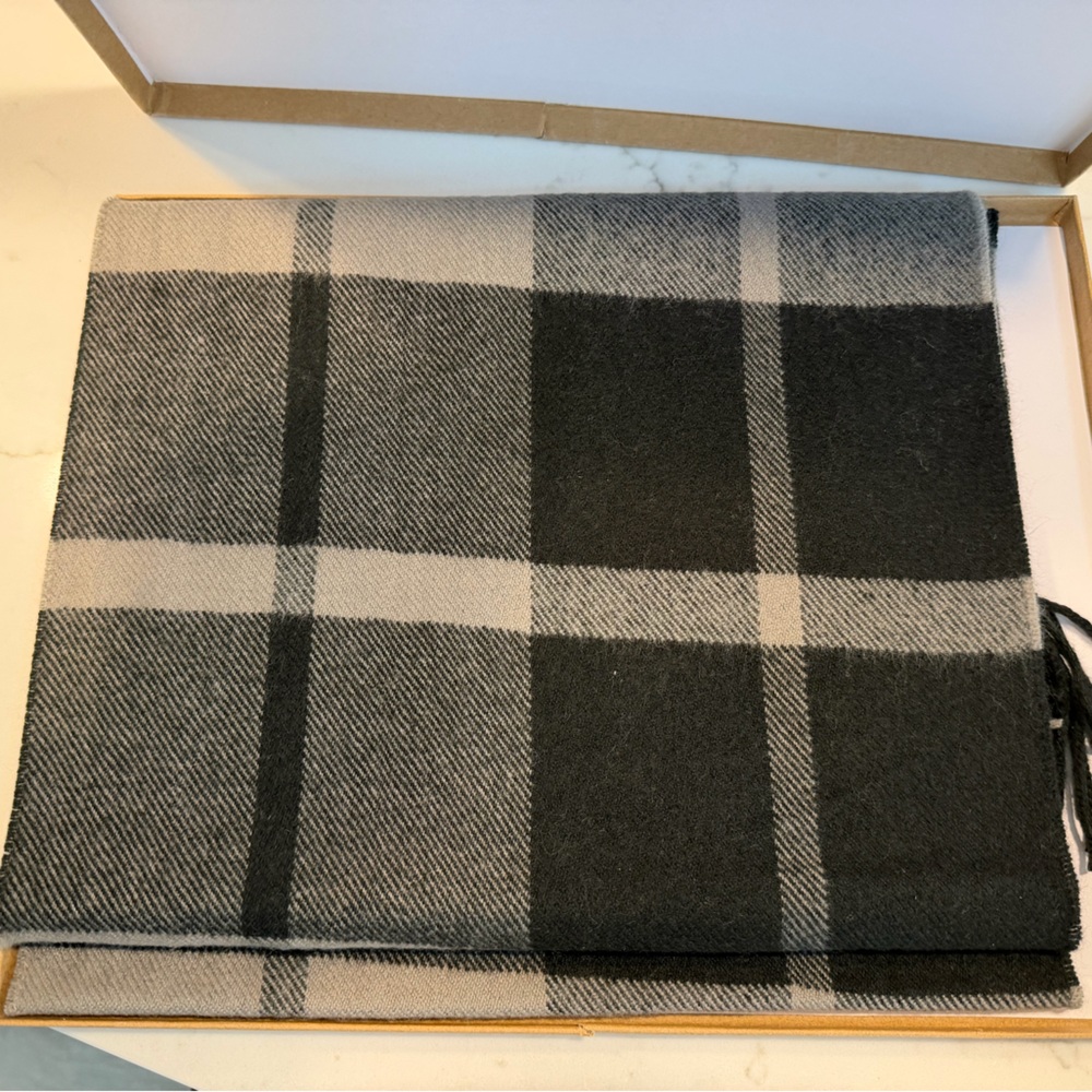 Black and Gray Plaid Scarf